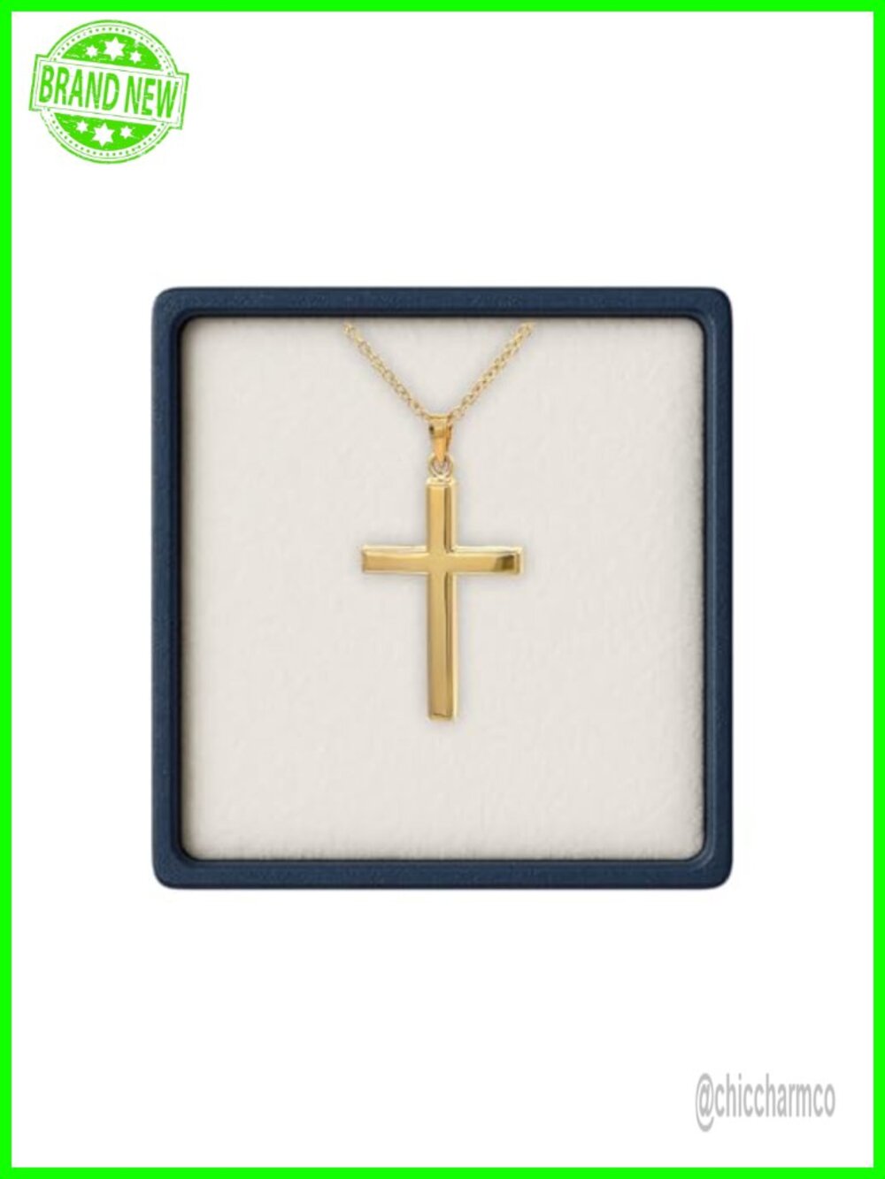14K Gold Cross Pendant Necklace, 18" Chain, Anti-Tarnish, Made in USA